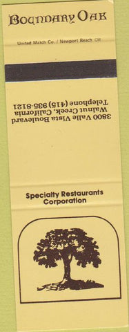 Matchbook Cover - Boundary Oak Walnut Creek CA SAMPLE