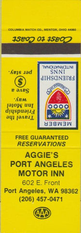 Matchbook Cover - Aggie's Port Angeles Motor Inn Port Angeles WA SAMPLE