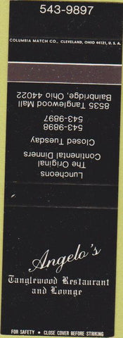 Matchbook Cover - Angelo's Tanglewood Restaurant Bainbridge OH SAMPLE