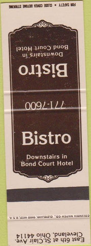 Matchbook Cover - Bistro Bond Court Hotel Cleveland OH SAMPLE