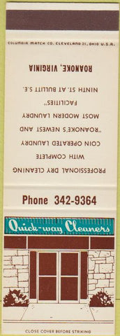 Matchbook Cover - Quick Way Cleaners Roanoke VA SAMPLE