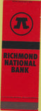 Matchbook Cover - Richmond National Bank VA chain SAMPLE