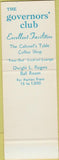 Matchbook Cover - Governors' Club Hotel Fort Lauderdale FL SAMPLE