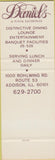 Matchbook Cover - Daniel's Restaurant Lounge Addison IL SAMPLE