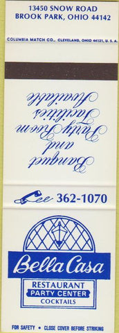 Matchbook Cover - Bella Casa Restaurant Brook Park OH SAMPLE