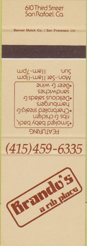 Matchbook Cover - Brando's Rib Place San Rafael CA SAMPLE