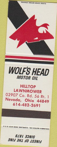 Matchbook Cover - Wolf's Head Motor Oil Nevada OH gas SAMPLE lawnmower