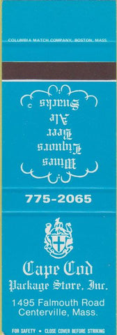 Matchbook Cover - Cape Cod Package Store liquor Centerville MA SAMPLE