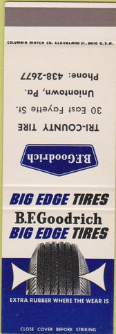 Matchbook Cover - BF Goodrich Tires Tri County Tire Uniontown PA SAMPLE