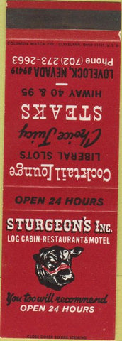 Matchbook Cover - Sturgeon's Inc Lovelock NV SAMPLE