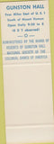 Matchbook Cover - Gunston Hall George Mason's home Lorton VA SAMPLE
