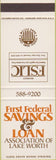 Matchbook Cover - First Federal Savings Loan Lake Worth FL Boynton Beach SAMPLE