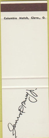 Matchbook Cover - Printed Signature James D Barry Jr? SAMPLE
