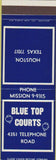 Matchbook Cover - Blue Top Courts Houston TX Sample spinning tops
