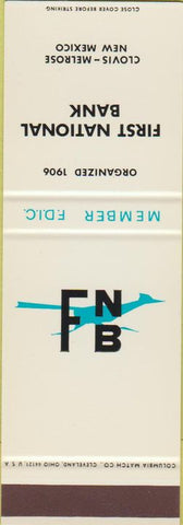 Matchbook Cover - First National Bank Clovis Melrose NM SAMPLE