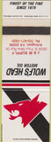 Matchbook Cover - Wolf's Head Motor Oil Arlington VA SAMPLE WEAR