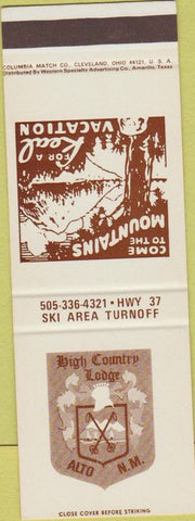 Matchbook Cover - High County Lodge Alton NM SAMPLE