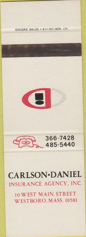 Matchbook Cover - Carlson Daniel Insurance Westboro MA SAMPLE