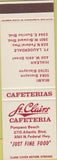 Matchbook Cover - St Clair Cafeteria Pompano Beach FL SAMPLE Hialeah
