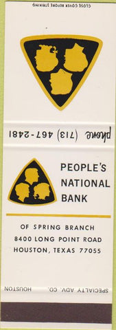 Matchbook Cover - People's National Bank Houston TX SAMPLE