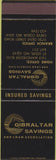 Matchbook Cover - Gibraltar Savings Loan St Louis MO SAMPLE Creve Coeur