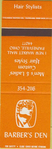 Matchbook Cover - Barber's Den Painesville OH SAMPLE salon