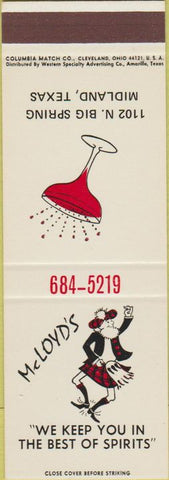 Matchbook Cover - McLoyd's Midland TX SAMPLE