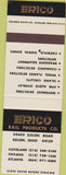 Matchbook Cover - Erico Rail Products Salon OH SAMPLE Cleveland