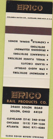 Matchbook Cover - Erico Rail Products Salon OH SAMPLE Cleveland