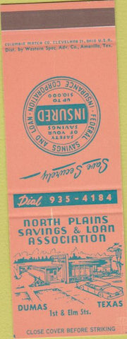 Matchbook Cover - North Plains Savings Loan Dumas TX SAMPLE