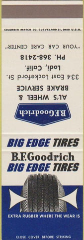 Matchbook Cover - BF Goodrich Al's Wheel Brake Lodi CA SAMPLE