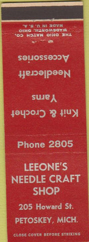 Matchbook Cover - Leeone's Needle Craft Shop Petoskey MI yarn crochet