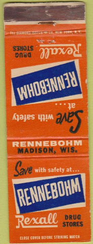 Matchbook Cover - Rennebohn Rexall Drugs Madison WI WEAR