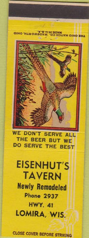 Matchbook Cover - Eisenhut's Tavern Lomira WI