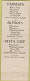 Matchbook Cover - Farnesi's Chowchilla CA Madera