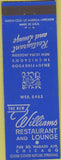 Matchbook Cover - Williams Restaurant Lounge Chicago iL