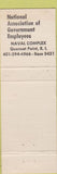 Matchbook Cover - NAGE Quonset Point RI Navy Government Employees