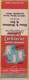 Matchbook Cover - Lochinvar Water Heaters Elmer Wellman Springfield MA
