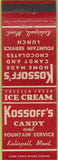 Matchbook Cover - Kossoff's Home Made Candy Kalispell MT Ice Cream