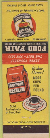 Matchbook Cover - Food Fair Lady Fair Coffee