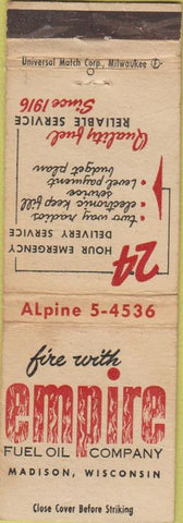 Matchbook Cover - Empire Fuel Oil Co Madison WI WEAR