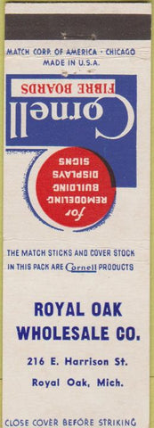 Matchbook Cover - Cornell Fibre Boards Royal Oak MI