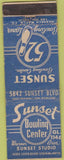 Matchbook Cover - Sunset Bowling Los Angeles CA WORN