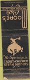 Matchbook Cover - Moore's Cafe Jackson Hole WY WORN