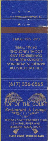 Matchbook Cover - Top of the Court Bay State Racquet Club Seekonk MA WEAR