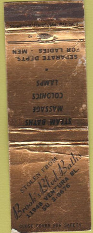 Matchbook Cover - Brook's Blvd Tath's Studio City CA POOR