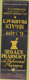 Matchbook Cover - Segal's Pharmacy Drugs Providence RI