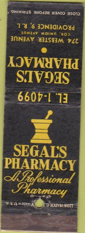 Matchbook Cover - Segal's Pharmacy Drugs Providence RI