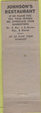 Matchbook Cover - Johnson's Restaurant Dunn NC