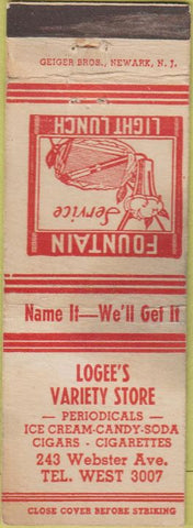 Matchbook Cover - Logee's Variety Store NO TOWN POOR